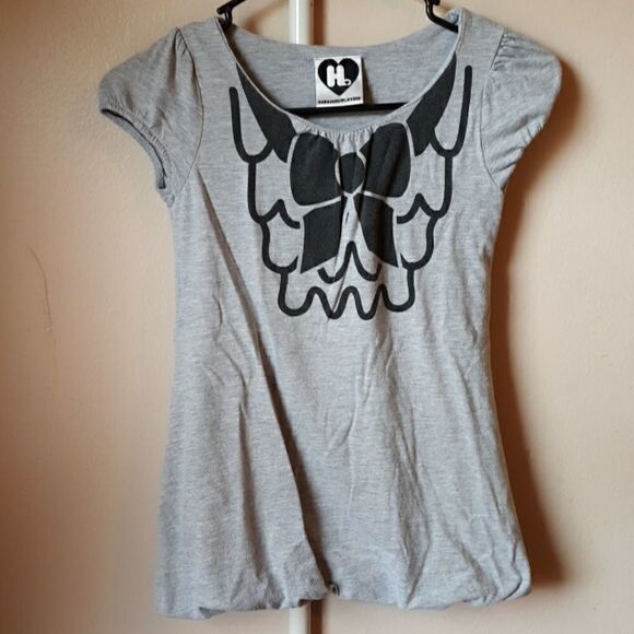 HARAJUKU LOVERS GRAY SHORT SLEEVE TEE SIZE 8 - Picture 1 of 4